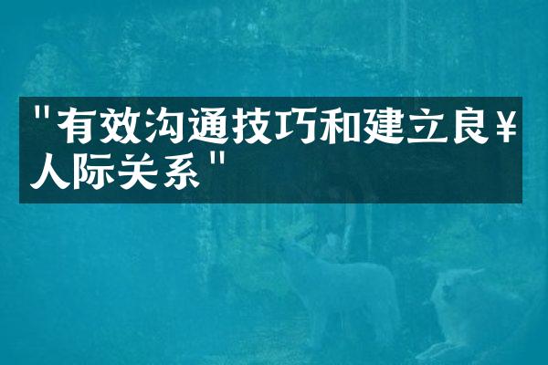 "有效沟通技巧和建立良好人际关系"