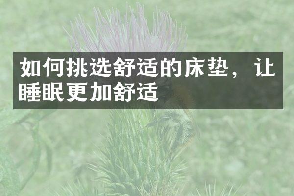 如何挑选舒适的床垫，让睡眠更加舒适
