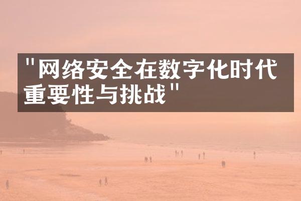 "网络安全在数字化时代的重要性与挑战"