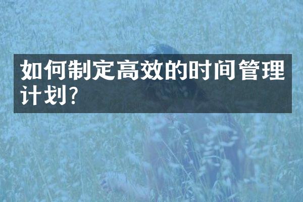 如何制定高效的时间管理计划？