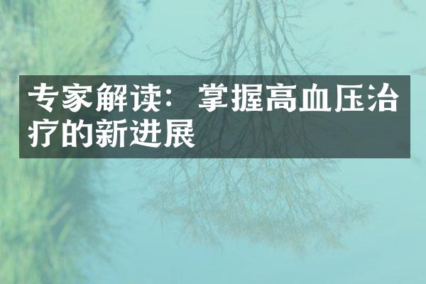 专家解读：掌握高血压治疗的新进展