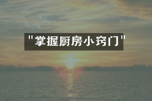 "掌握厨房小窍门"