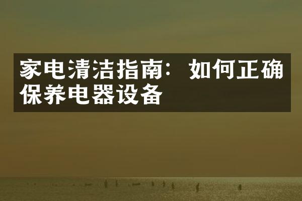 家电清洁指南：如何正确保养电器设备