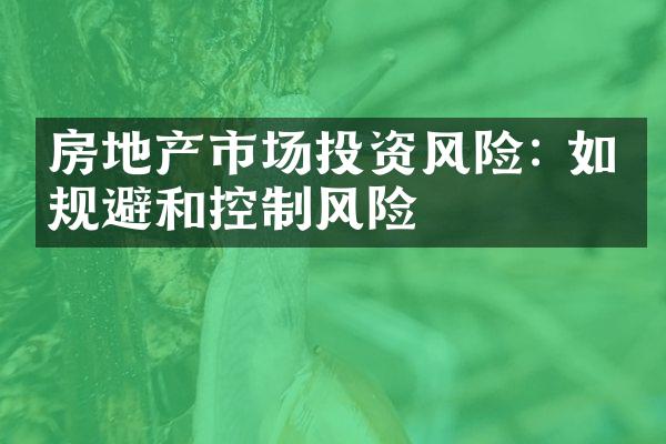 房地产市场投资风险: 如何规避和控制风险