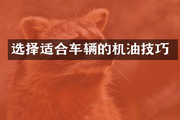 选择适合车辆的机油技巧