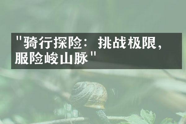 "骑行探险：挑战极限，征服险峻山脉"