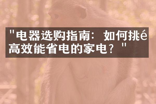 "电器选购指南：如何挑选高效能省电的家电？"