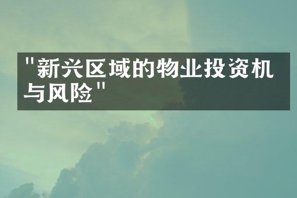 "新兴区域的物业投资机会与风险"