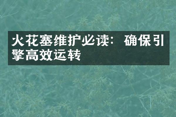 火花塞维护必读：确保引擎高效运转