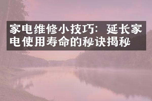 家电维修小技巧：延长家电使用寿命的秘诀揭秘！