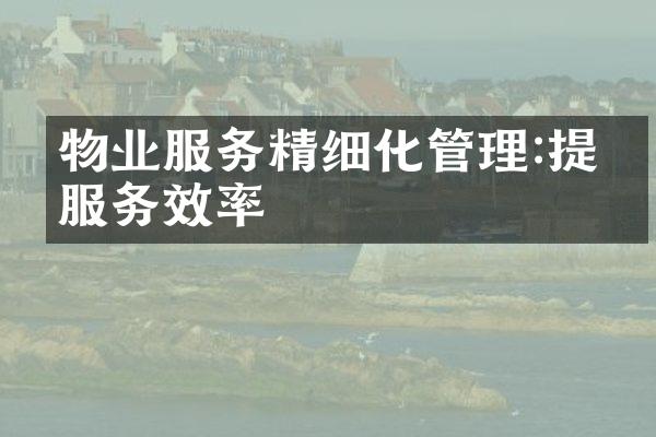 物业服务精细化管理:提升服务效率