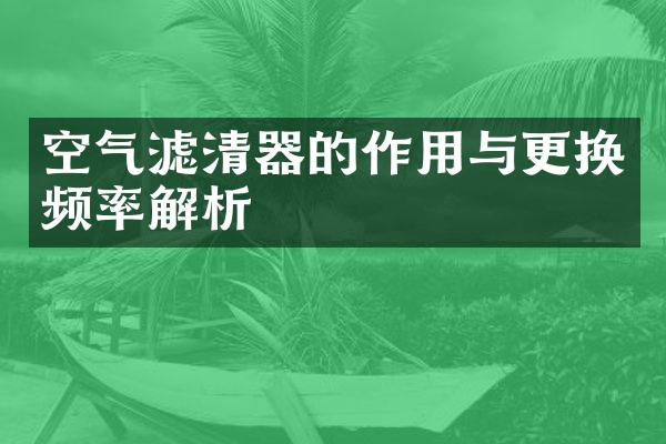 空气滤清器的作用与更换频率解析