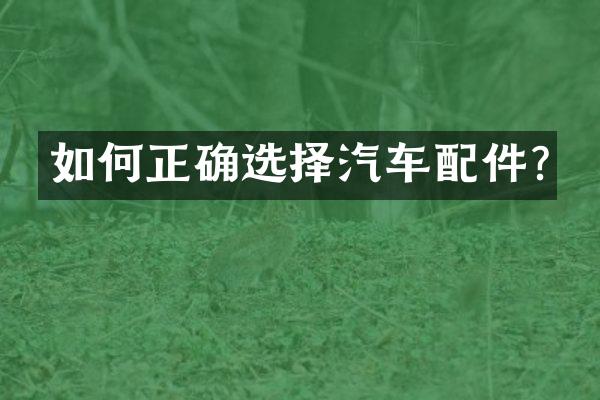 如何正确选择汽车配件?