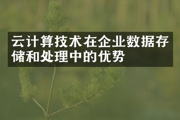 云计算技术在企业数据存储和处理中的优势
