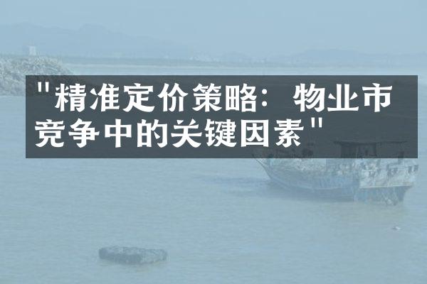 "精准定价策略：物业市场竞争中的关键因素"