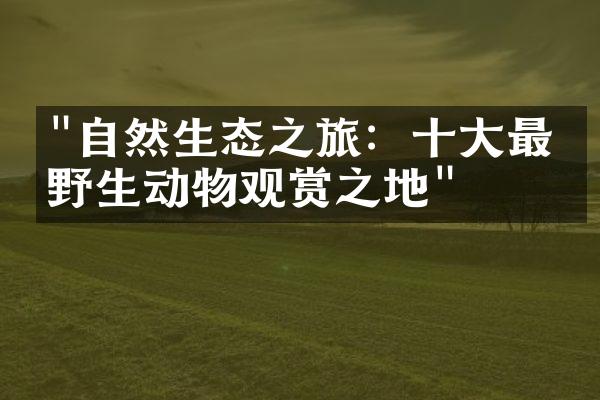 "自然生态之旅：十大最佳野生动物观赏之地"