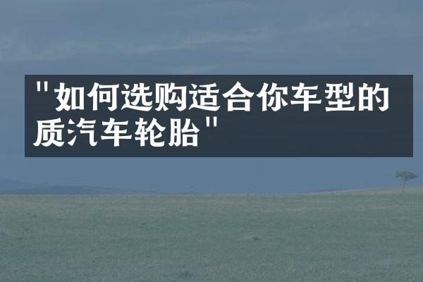 "如何选购适合你车型的优质汽车轮胎"