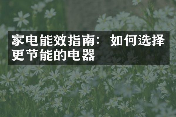 家电能效指南：如何选择更节能的电器