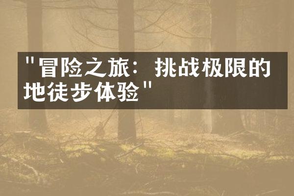 "冒险之旅：挑战极限的极地徒步体验"