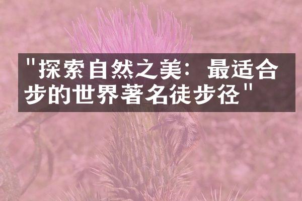 "探索自然之美：最适合徒步的世界著名徒步径"