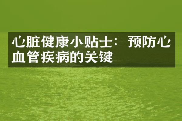 心脏健康小贴士：预防心血管疾病的关键