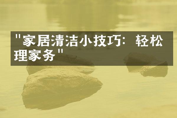 "家居清洁小技巧：轻松打理家务"