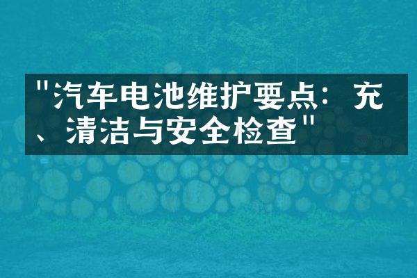 "汽车电池维护要点：充电、清洁与安全检查"