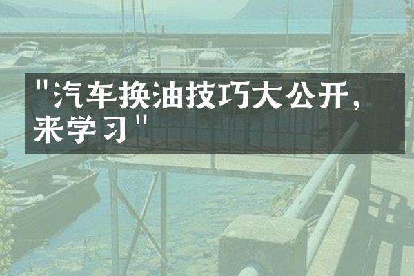 "汽车换油技巧大公开，快来学习"