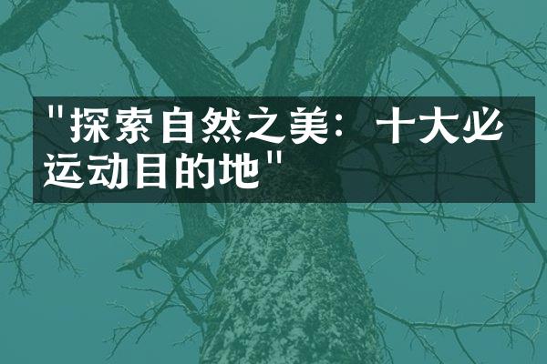 "探索自然之美：十大必游运动目的地"