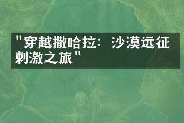 "穿越撒哈拉：沙漠远征的刺激之旅"