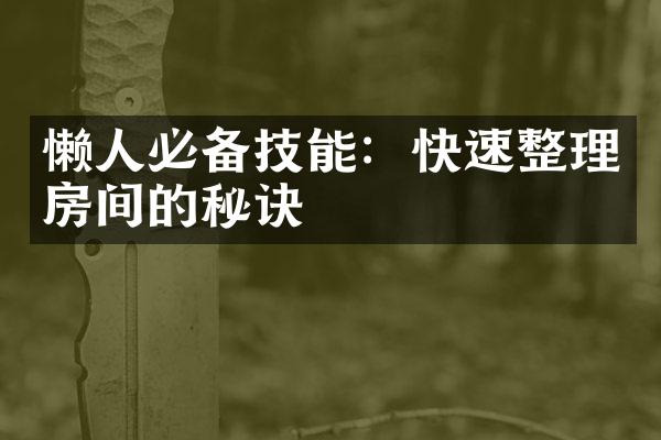 懒人必备技能：快速整理房间的秘诀