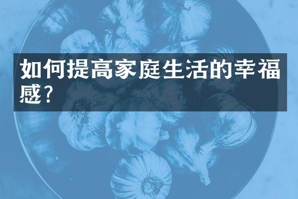 如何提高家庭生活的幸福感？