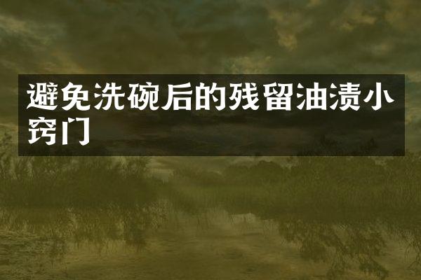 避免洗碗后的残留油渍小窍门