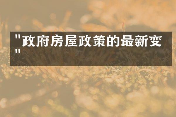 "政府房屋政策的最新变化"