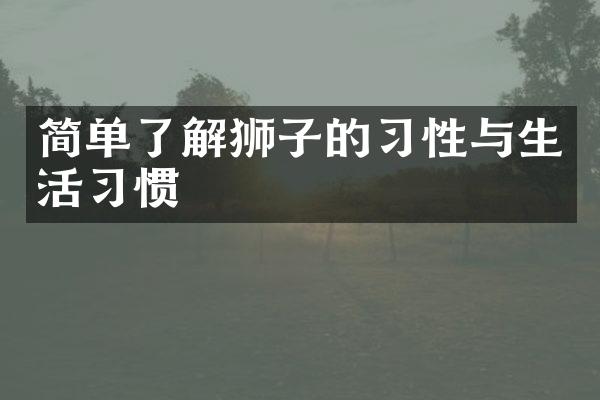 简单了解狮子的习性与生活习惯