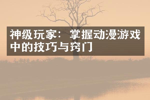 神级玩家：掌握动漫游戏中的技巧与窍门