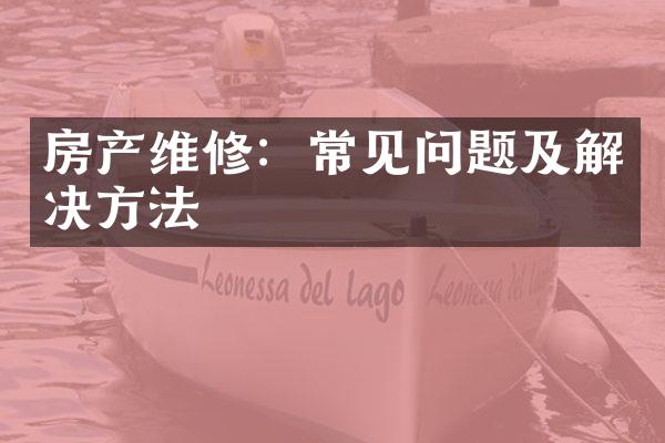 房产维修：常见问题及解决方法
