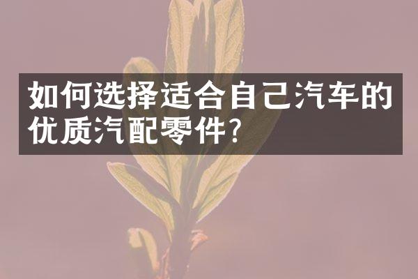 如何选择适合自己汽车的优质汽配零件？