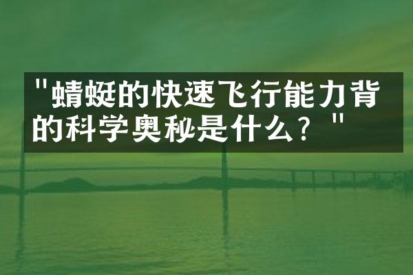 "蜻蜓的快速飞行能力背后的科学奥秘是什么？"