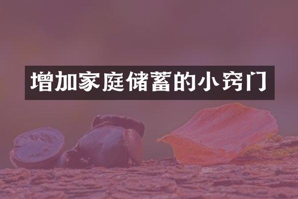 增加家庭储蓄的小窍门