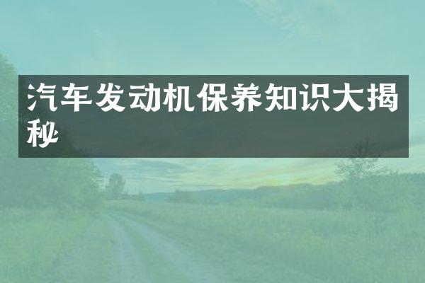 汽车发动机保养知识大揭秘