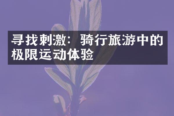 寻找刺激：骑行旅游中的极限运动体验