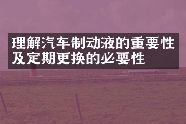 理解汽车制动液的重要性及定期更换的必要性