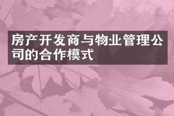 房产开发商与物业管理公司的合作模式