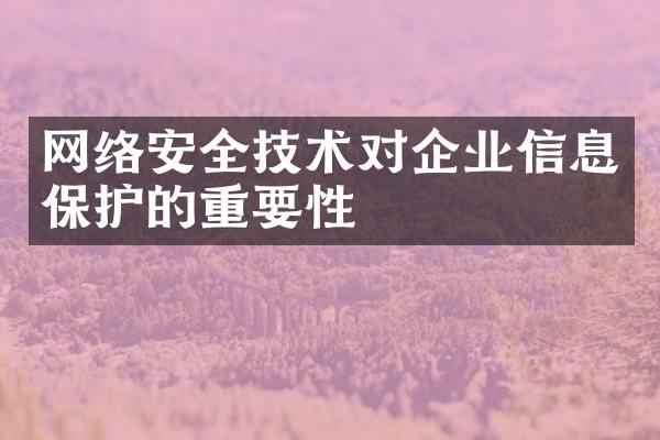 网络安全技术对企业信息保护的重要性