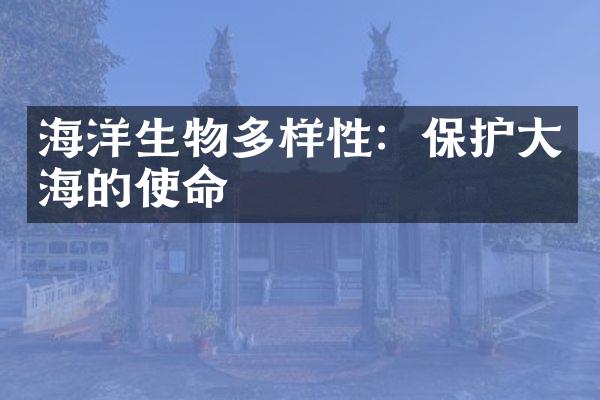 海洋生物多样性：保护大海的使命
