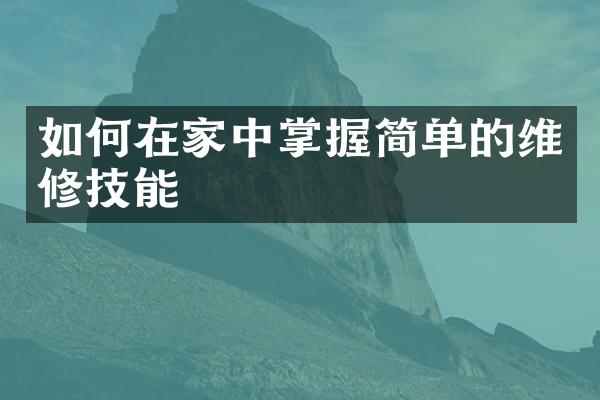 如何在家中掌握简单的维修技能