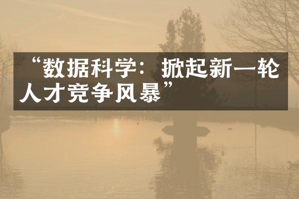 “数据科学：掀起新一轮人才竞争风暴”