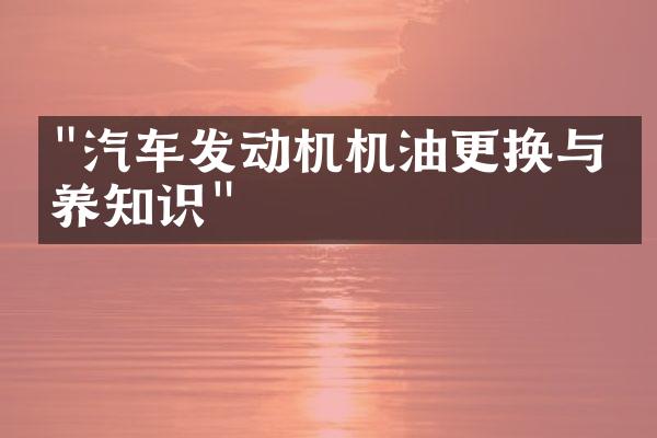 "汽车发动机机油更换与保养知识"