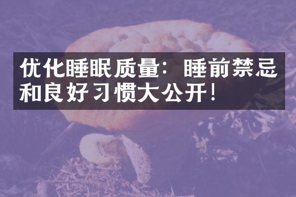 优化睡眠质量：睡前禁忌和良好习惯大公开！